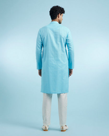 Diwas Men Light Blue Cotton Kurta Pajama