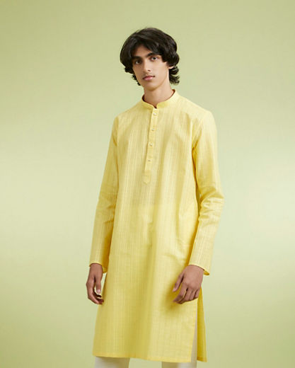 Diwas Men Radiant Yellow Cotton Kurta Pajama