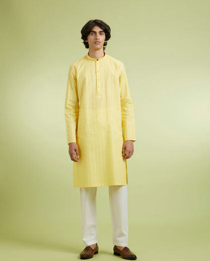 Diwas Men Radiant Yellow Cotton Kurta Pajama