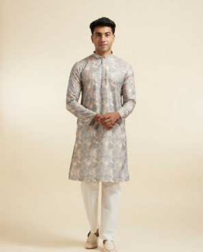 Diwas Men Elegant Grey Kurta Pajama Set