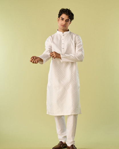 Diwas Men Regal White Kurta Pajama Set