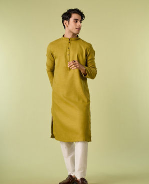 Diwas Men Mehndi Green Elegance Kurta Pajama