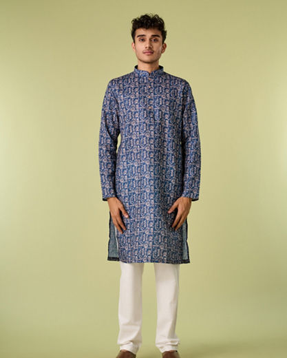 Diwas Men Blue Moonlight Elegance Kurta Pajama