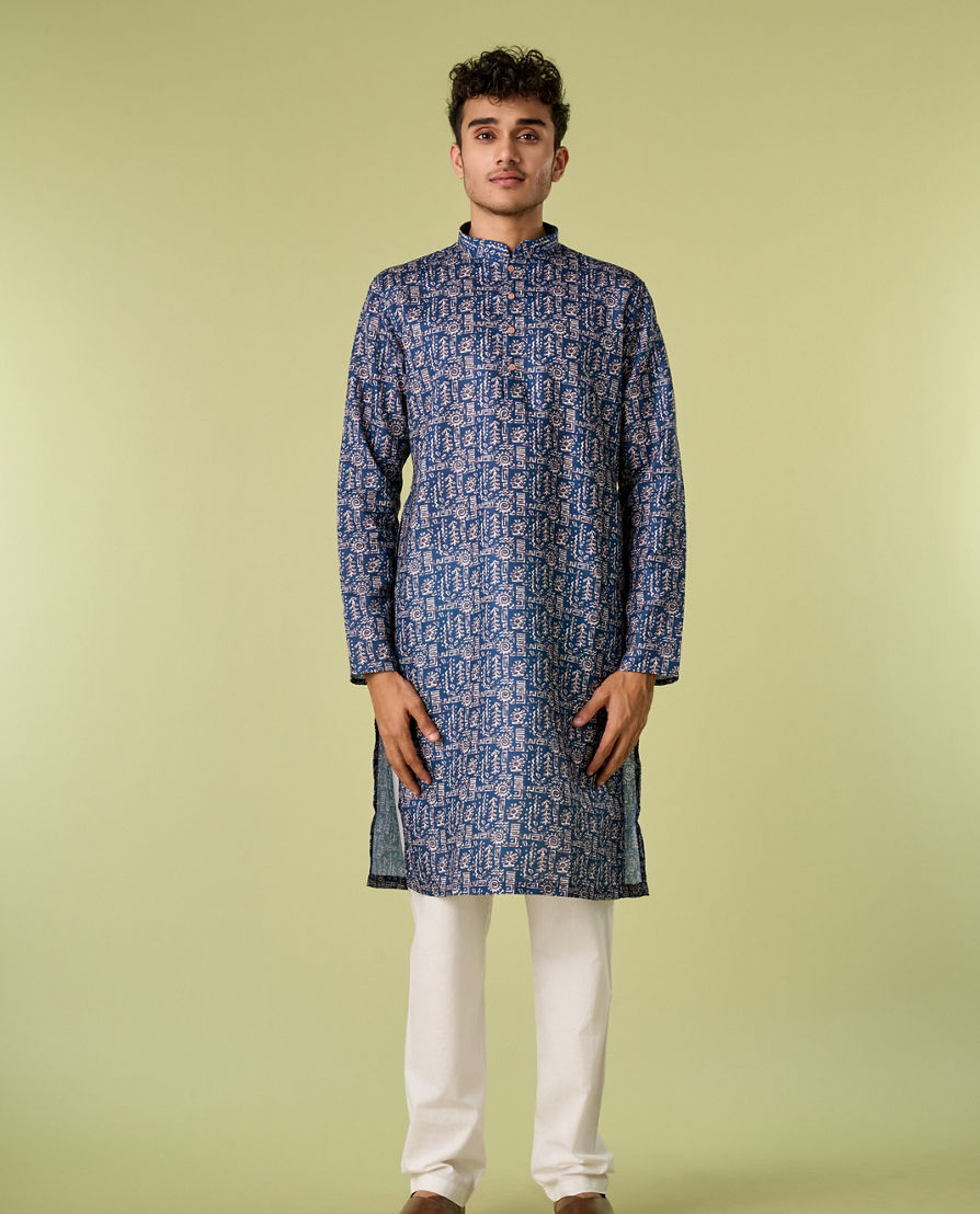 Diwas Men Blue Moonlight Elegance Kurta Pajama