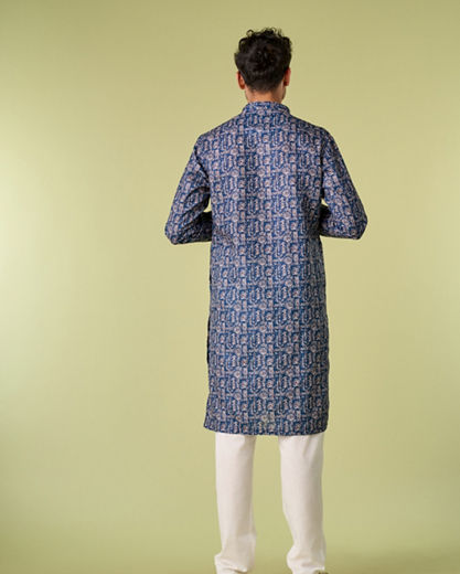 Diwas Men Blue Moonlight Elegance Kurta Pajama