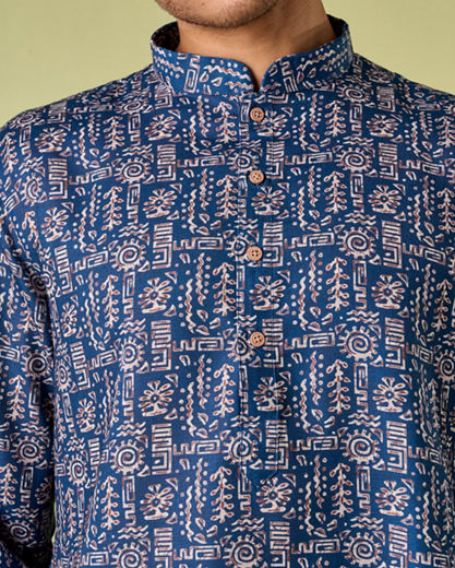 Diwas Men Blue Moonlight Elegance Kurta Pajama