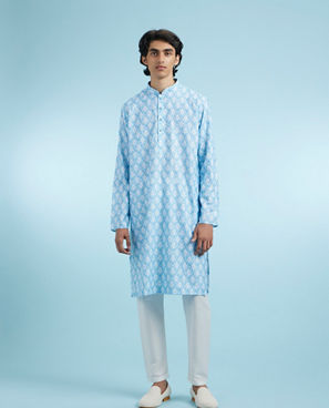 Diwas Men Ethereal Light Blue Kurta Pajama