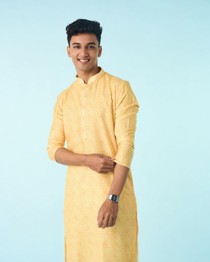 Diwas Men Sunshine Yellow Kurta Pajama Set