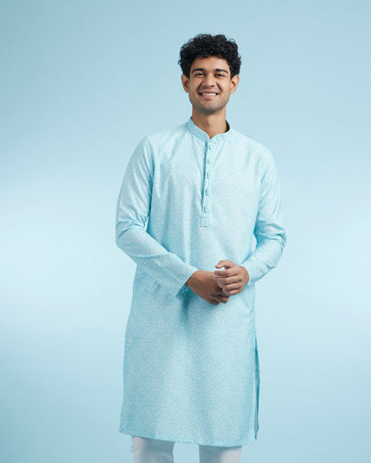 Diwas Men Aqua Green Elegance Kurta Pajama
