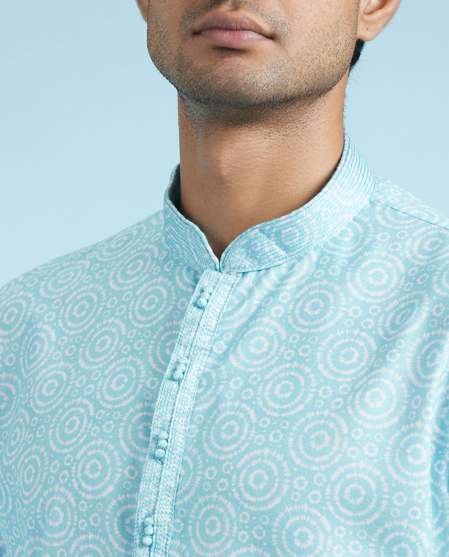 Diwas Men Aqua Green Elegance Kurta Pajama