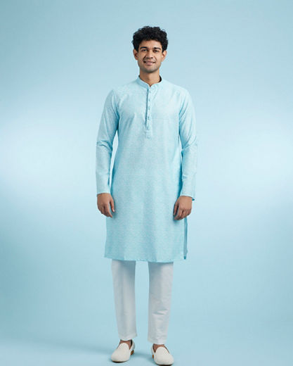 Diwas Men Aqua Green Elegance Kurta Pajama