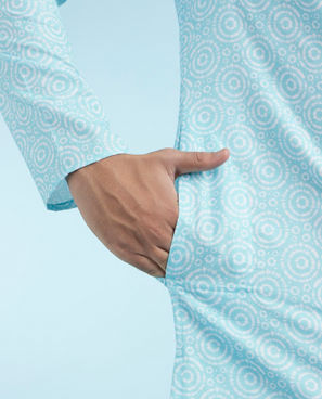Diwas Men Aqua Green Elegance Kurta Pajama