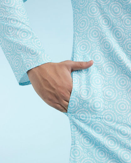 Diwas Men Aqua Green Elegance Kurta Pajama
