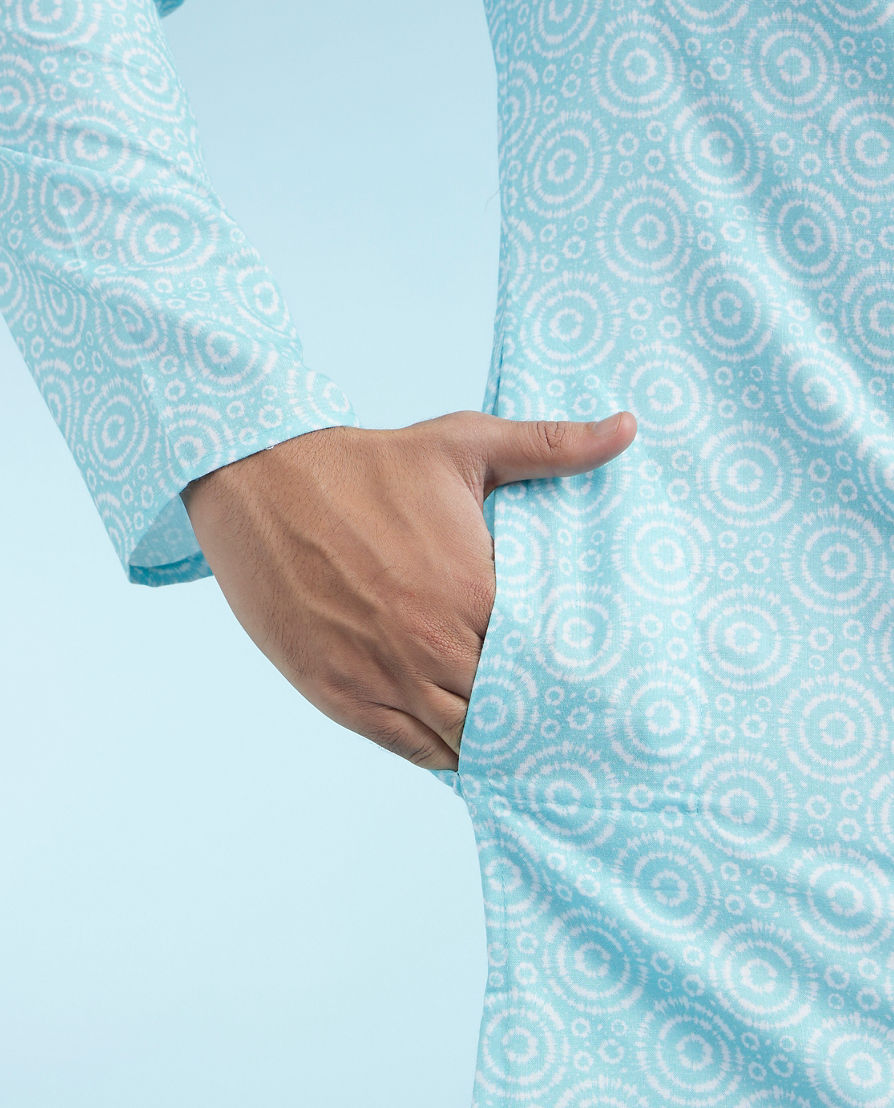Diwas Men Aqua Green Elegance Kurta Pajama