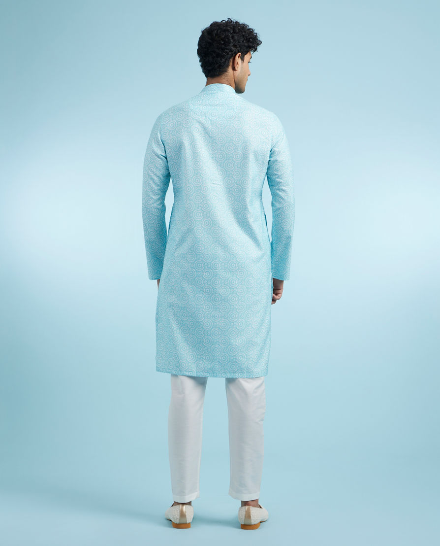 Diwas Men Aqua Green Elegance Kurta Pajama