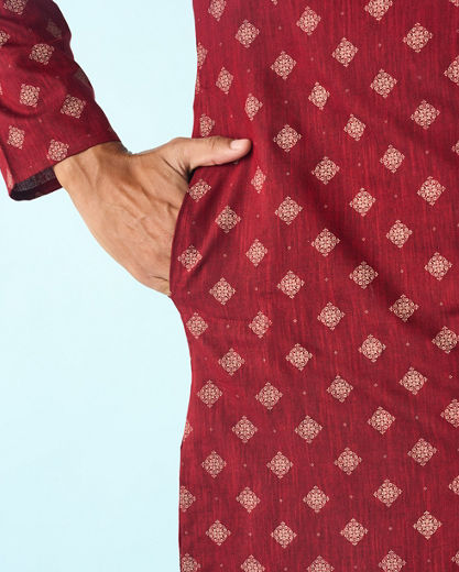 Diwas Men Maroon Majesty Kurta Pajama