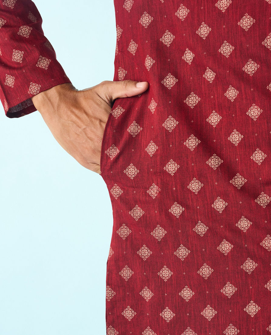 Diwas Men Maroon Majesty Kurta Pajama