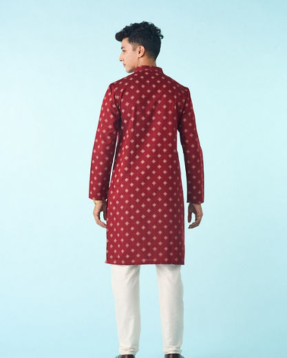 Diwas Men Maroon Majesty Kurta Pajama