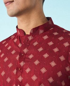 Diwas Men Maroon Majesty Kurta Pajama