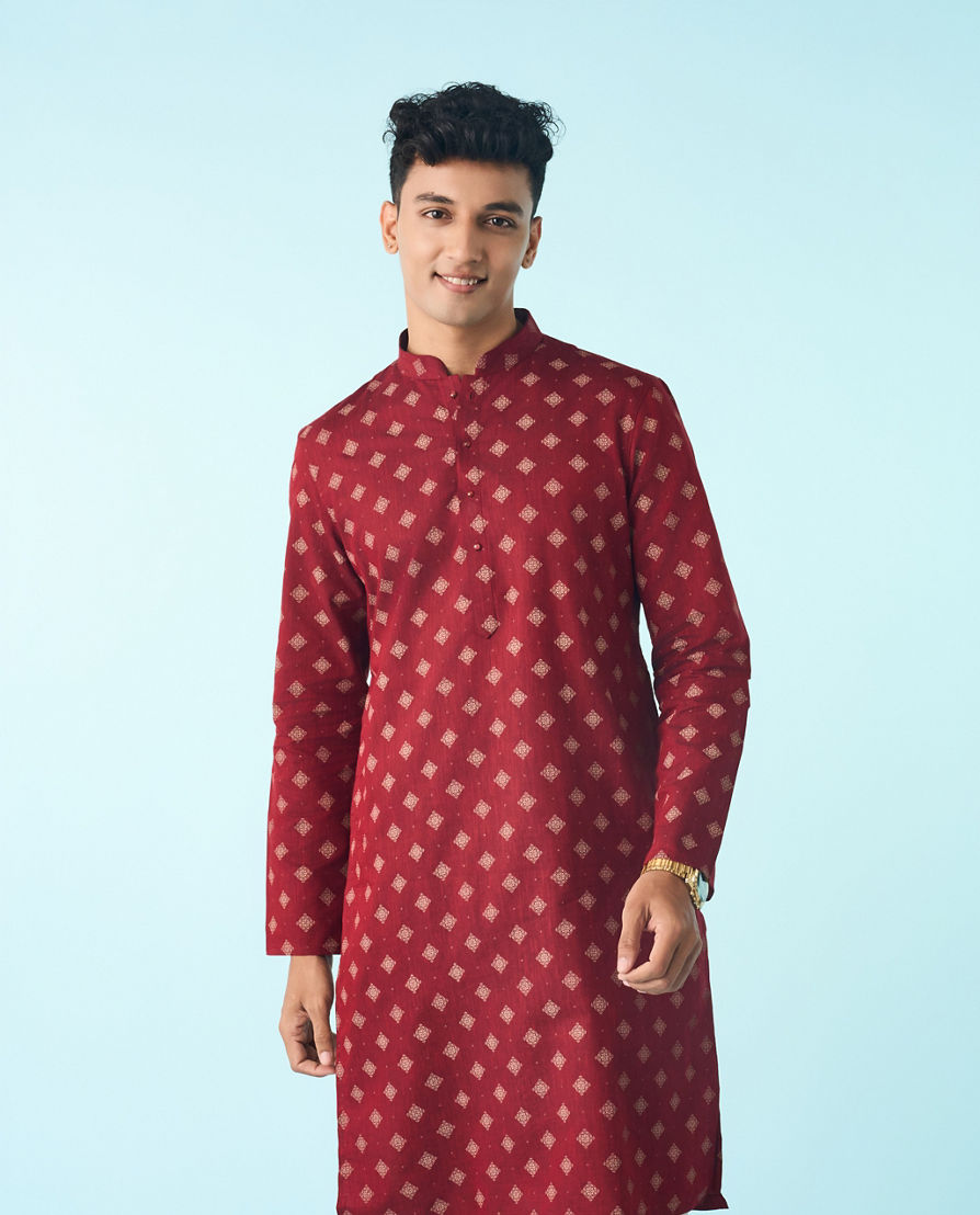 Diwas Men Maroon Majesty Kurta Pajama