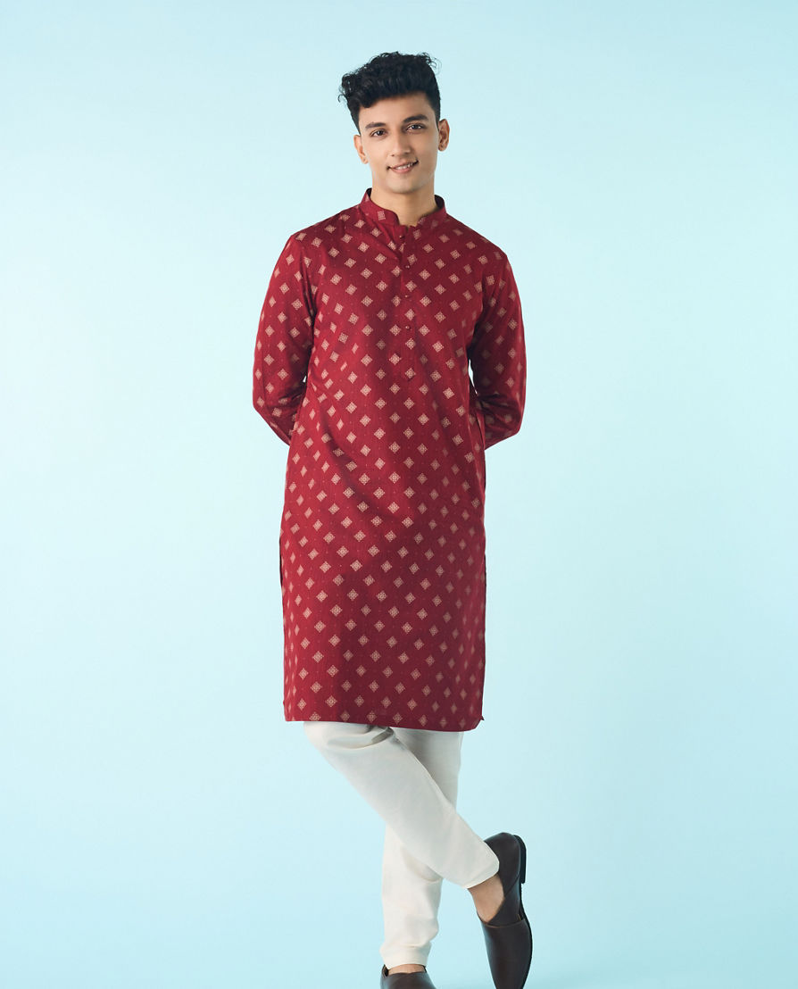 Diwas Men Maroon Majesty Kurta Pajama