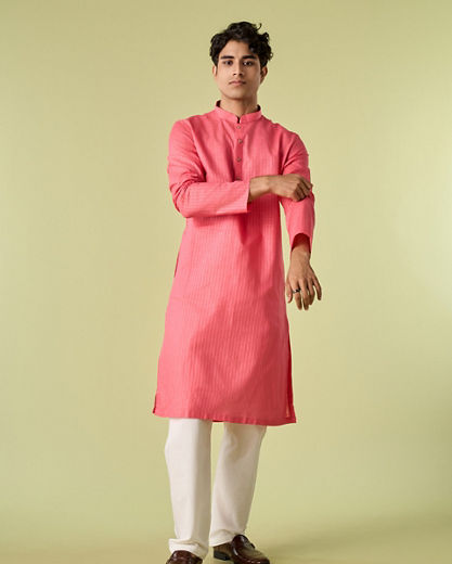 Diwas Men Regal Rani Pink Kurta Pajama