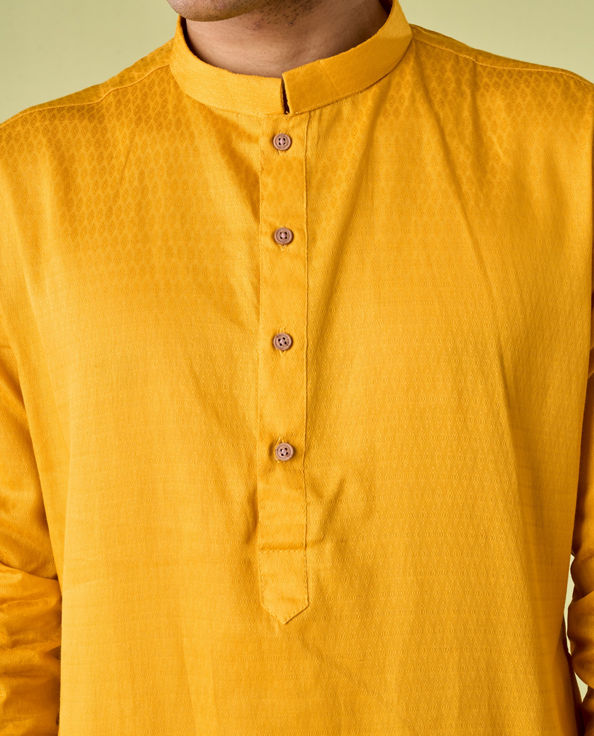 Diwas Men Mustard Yellow Cotton Kurta Pajama
