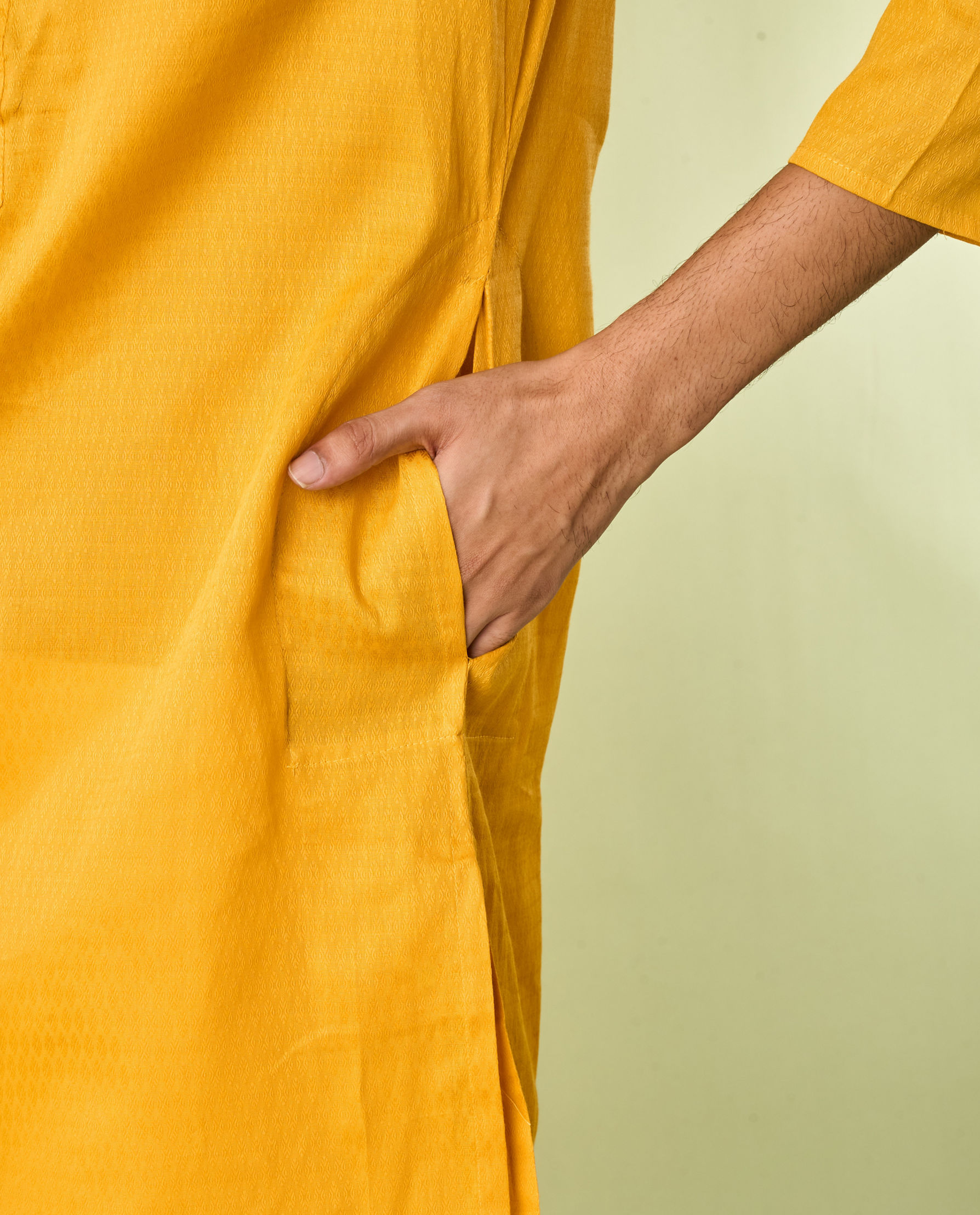 Diwas Men Mustard Yellow Cotton Kurta Pajama