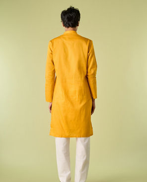 Diwas Men Mustard Yellow Cotton Kurta Pajama