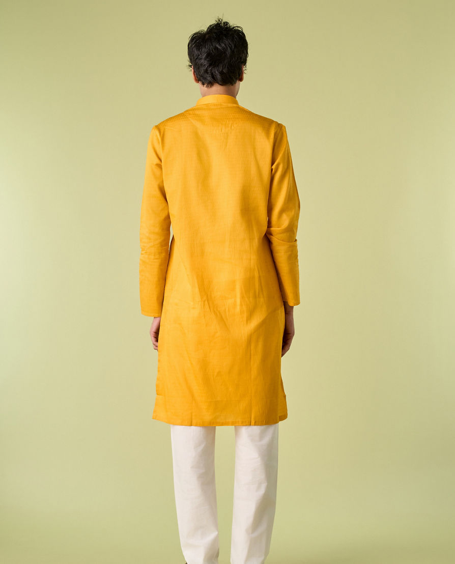Diwas Men Mustard Yellow Cotton Kurta Pajama