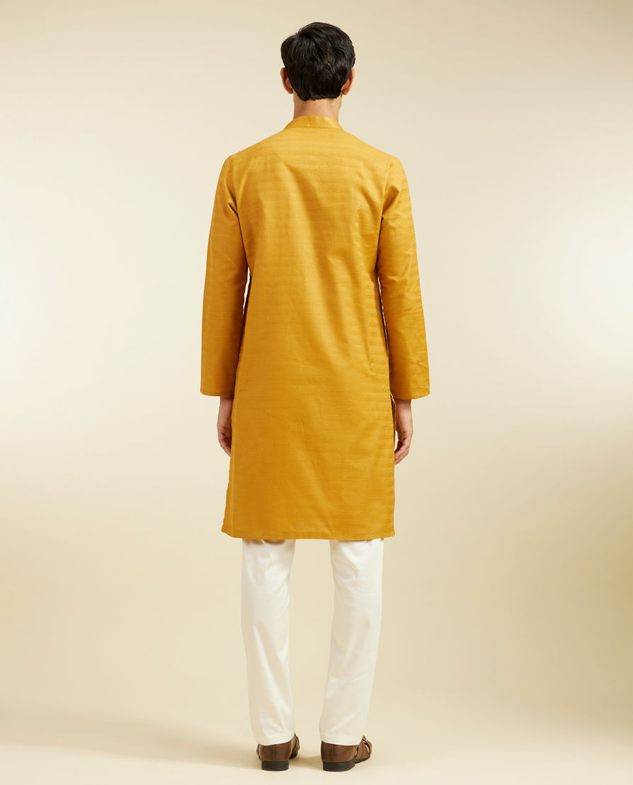 Diwas Men Mustard Yellow Lattice Patterned Kurta Pajama