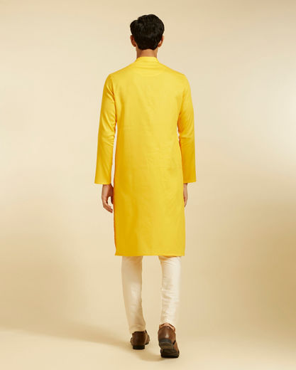 Diwas Men Mustard Yellow Self Textured Kurta Pajama