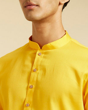 Diwas Men Mustard Yellow Self Textured Kurta Pajama