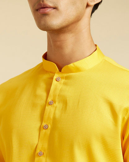 Diwas Men Mustard Yellow Self Textured Kurta Pajama
