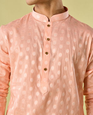 Diwas Men Peach Cotton Kurta Pajama