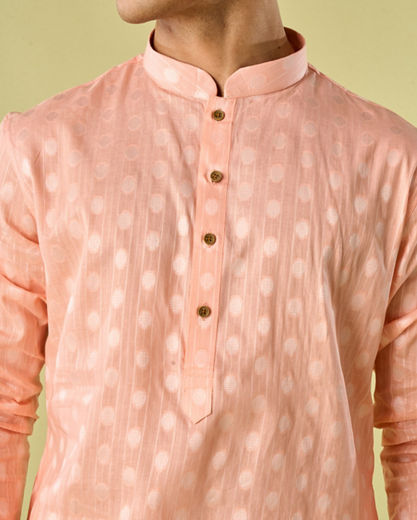Diwas Men Peach Cotton Kurta Pajama