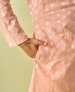 Diwas Men Peach Cotton Kurta Pajama