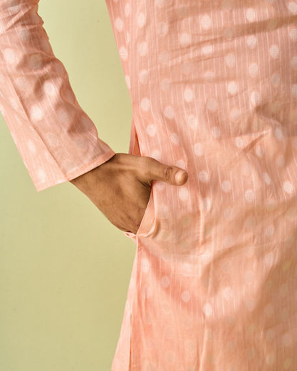 Diwas Men Peach Cotton Kurta Pajama