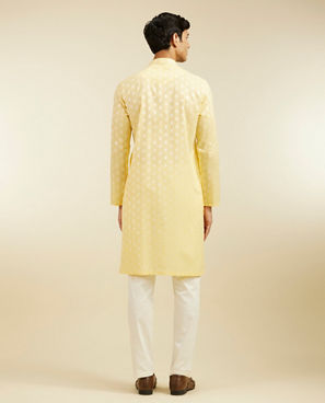 Diwas Men Sunlit Yellow Cotton Kurta Pajama