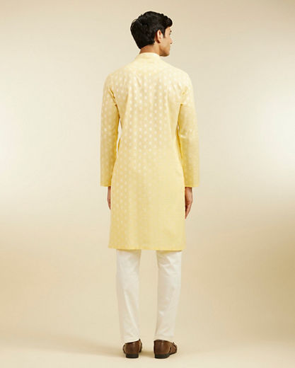 Diwas Men Sunlit Yellow Cotton Kurta Pajama