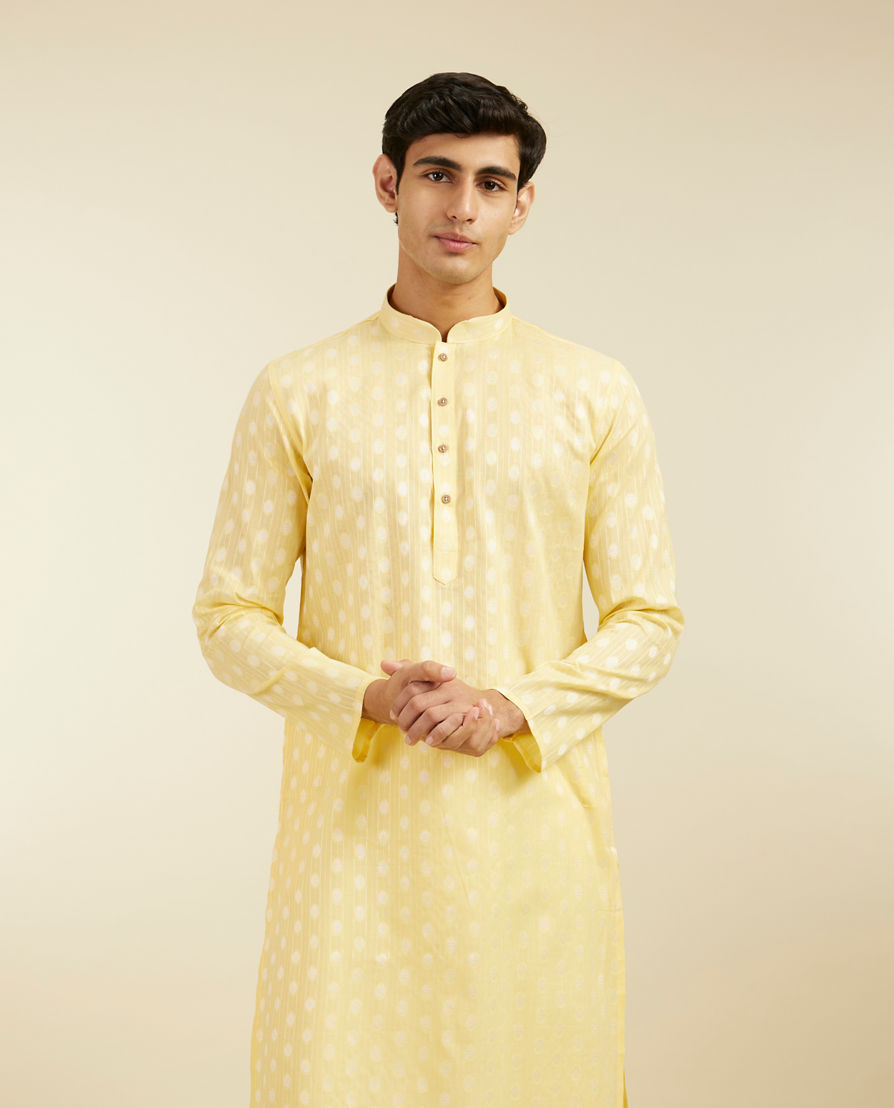 Diwas Men Sunlit Yellow Cotton Kurta Pajama