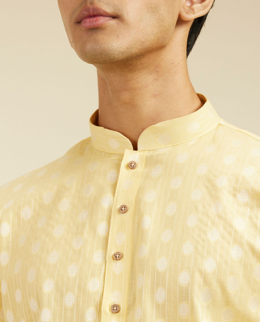 Diwas Men Sunlit Yellow Cotton Kurta Pajama