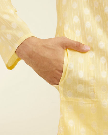 Diwas Men Sunlit Yellow Cotton Kurta Pajama