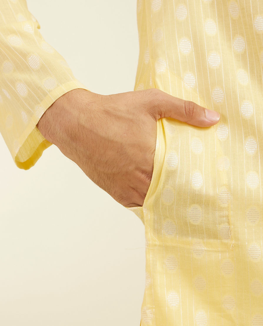 Diwas Men Sunlit Yellow Cotton Kurta Pajama