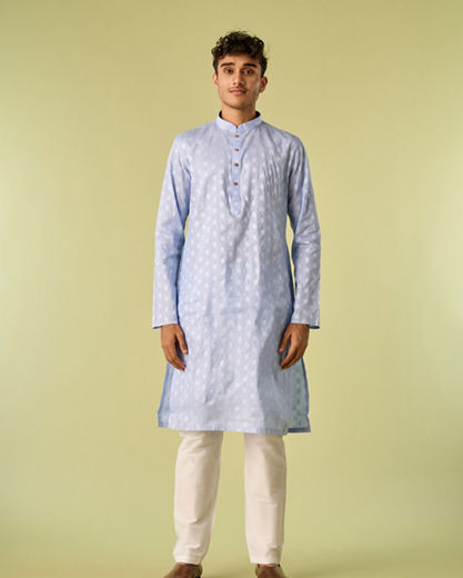 Diwas Men Light Blue Cotton Kurta Pajama