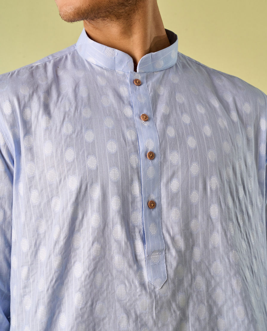 Diwas Men Light Blue Cotton Kurta Pajama