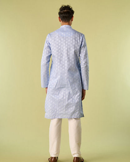 Diwas Men Light Blue Cotton Kurta Pajama