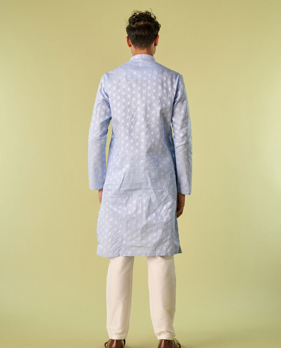 Diwas Men Light Blue Cotton Kurta Pajama
