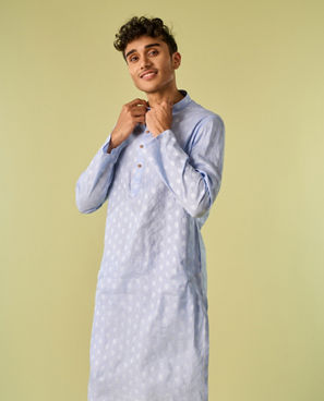 Diwas Men Light Blue Cotton Kurta Pajama