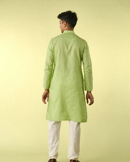 Diwas Men Light Mid Green Cotton Kurta Pajama